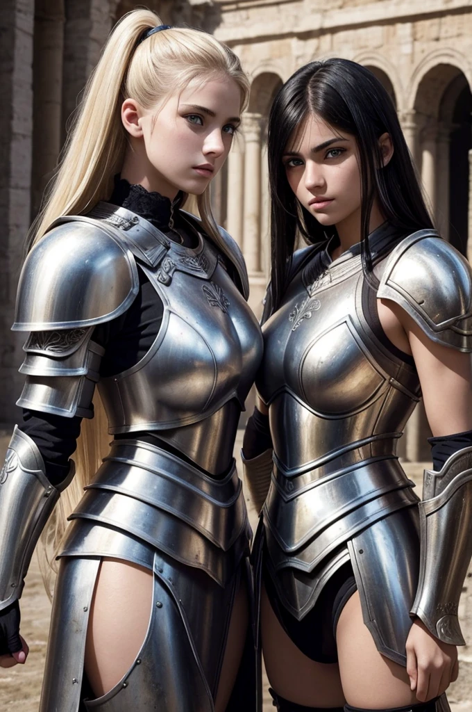 two sisters womans break: catholics, blonde, perfect face, detailed face, warriors roman, 20 years old, 2.0, using sexy armor , soft lesbians break: catholics, black hair perfect face, detailed face, warriors roman, 19 years old, 1.9, using sexy armor , soft lesbians, full body