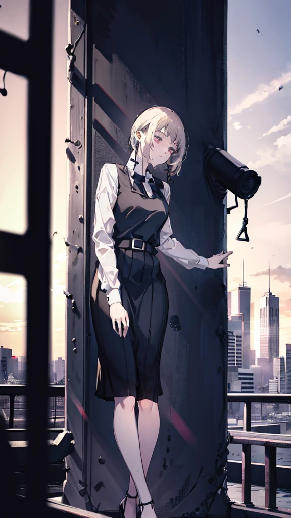 tall, short black dress, city