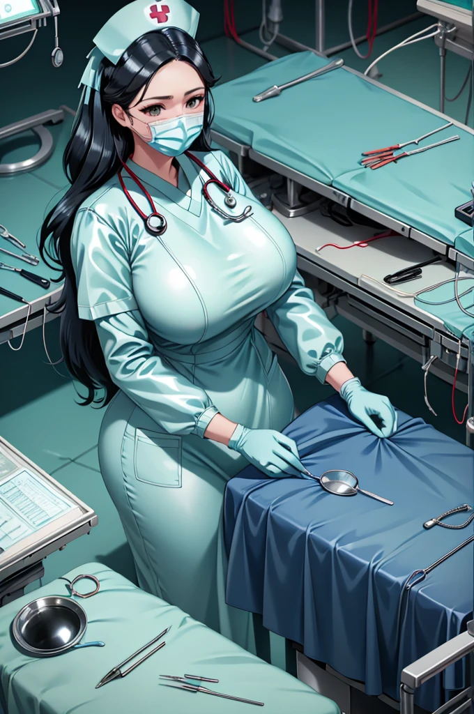 nurse uniform,hospital, latex nurse suit,nurses,busty,elbow gloves,labcoat,black hair woman,red eyes , gigantic ,medical instruments,asian nurse,two nurses,speculum,examination room,oversize ,big ass ,strap on, lay on table ,legs spreaded,giving birth,gyno chair , dentist,Milf,latex,grey uniform,oversize breasts