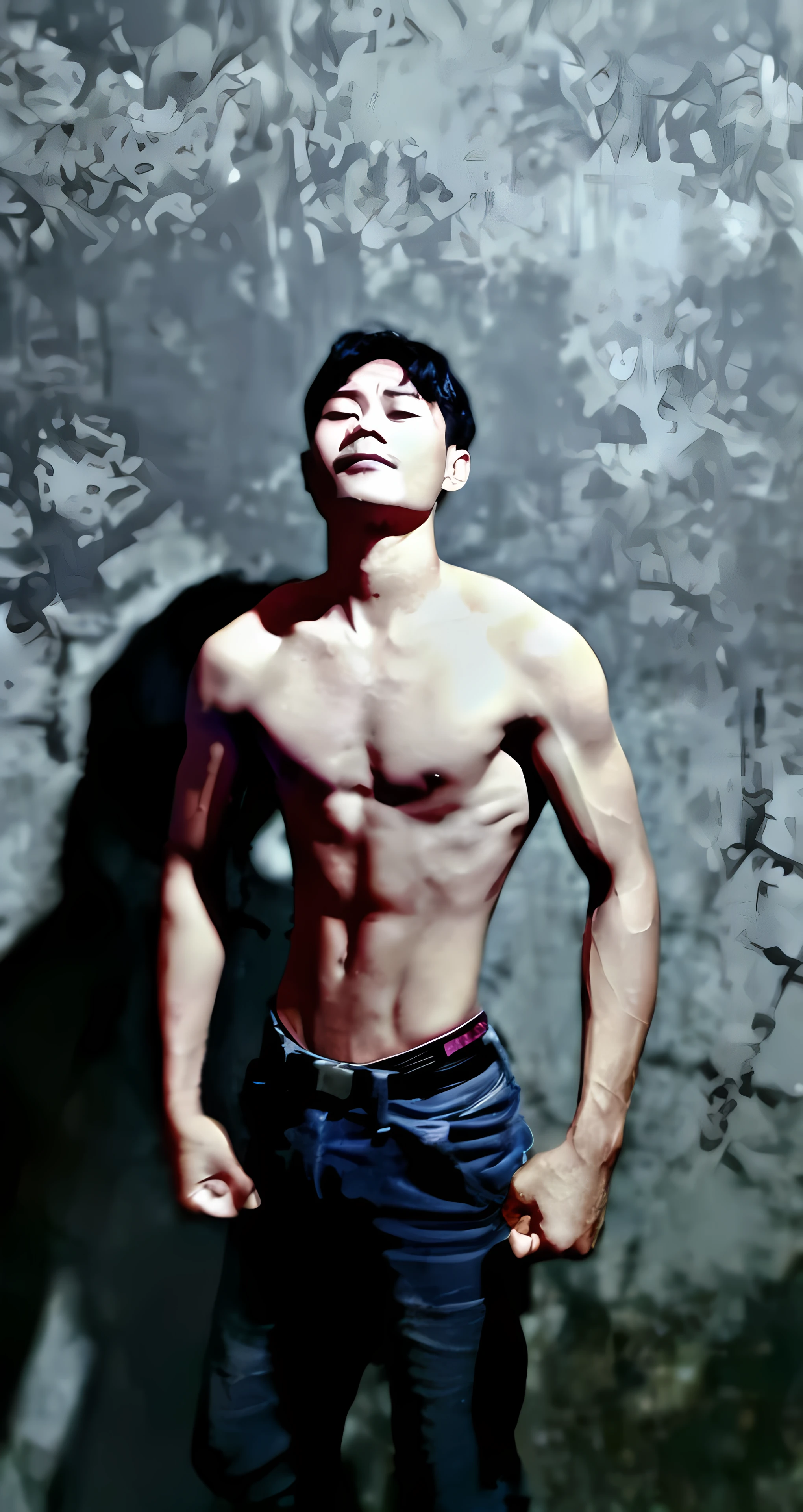 arafed man standing in front of a wall with his shirt off, korean muscle boy 2 1 , muscular!!, male model, wonbin lee, south korean male, hyung - tae kim, hyung-tae kim, hyung tae kim, inspired by Joong Keun Lee, lean but muscular, [ adamantly defined abs ]!!, with abs