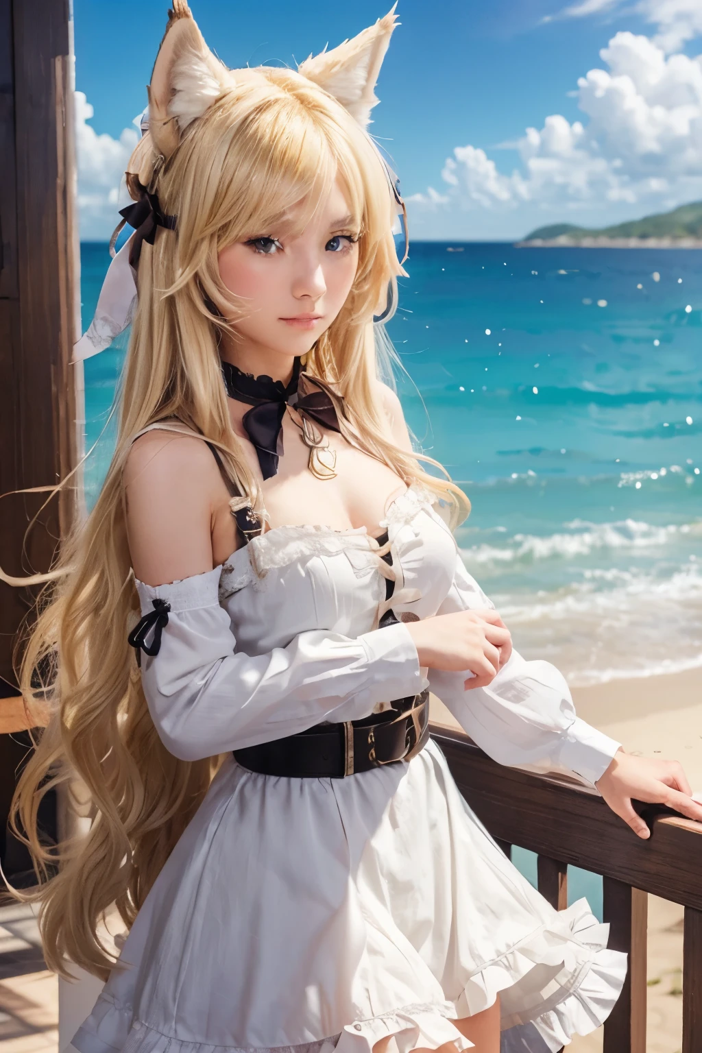 make an edition of the gacha life game with one with wolf ears and a blonde with brown eyes and cast it in a living room