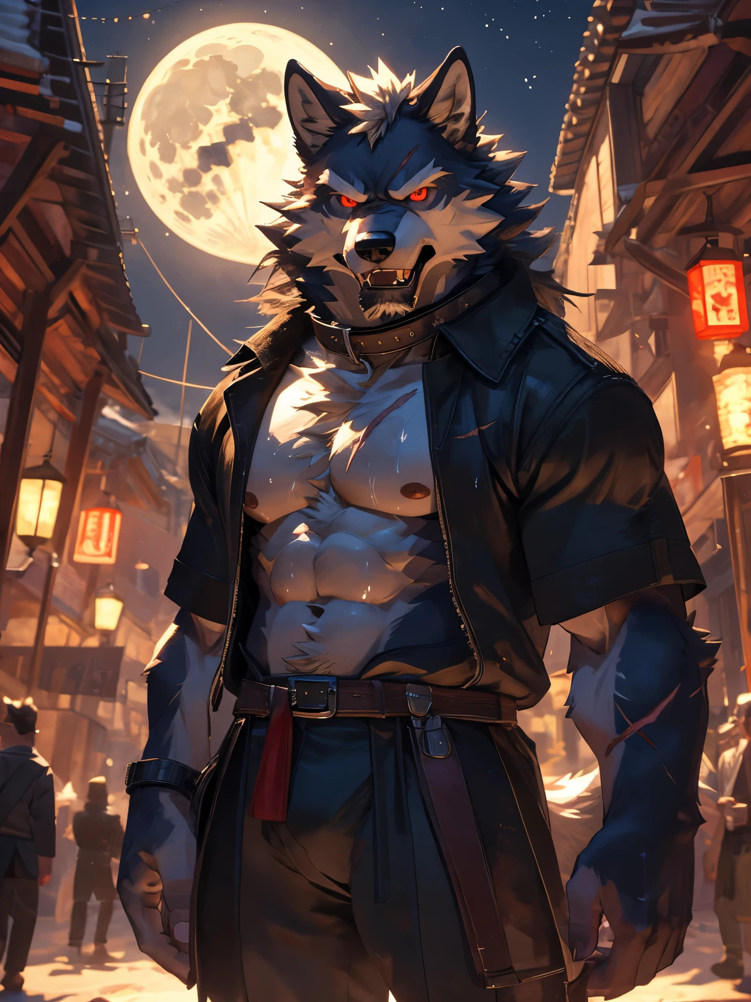 Hd, masterpiece, super detail, 8k, best picture quality, a man, male, cow, ((brown fur)), a pair of horns on the head, middle-aged, stout, tough guy, Grand Master, (((Naked except for a pair of shorts))), a red bandage wrapped around the forehead, ((He knelt on the bed and propped his hands on bed)), palms wrapped in white bandages, martial arts style, ((He had an adoring expression on his face)), the background is the Budokan