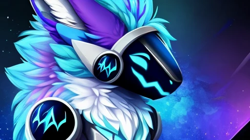 Protogen, light blue fur protogen furry character wolf light blue anthropomorphic fur protogen , looking at viewer,a little to the side, , fur, dark visor,solo, cartoon, (highly detailed illustration:1.2), best quality, masterpiece, solo, protogen, (protogen face:1.1), (protogen visor:1.1), tail, torso, , standing, social media background cover art profile picture looking really cool background picture to put as a cover artwork, extremely good background cover artwork, computer desktop background, with a rainbow background with really cool effects