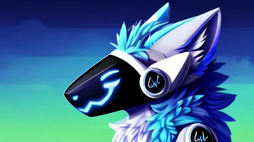 Protogen, light blue fur protogen furry character wolf light blue anthropomorphic fur protogen , looking at viewer,a little to the side, , fur, dark visor,solo, cartoon, (highly detailed illustration:1.2), best quality, masterpiece, solo, protogen, (protogen face:1.1), (protogen visor:1.1), tail, torso, , standing, social media background cover art profile picture looking really cool background picture to put as a cover artwork, extremely good background cover artwork, computer desktop background, with a rainbow background with really cool effects