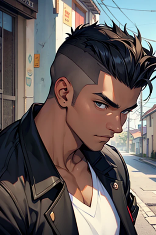 negro, 20 anos, short hair on the sides of the head, irado, raivoso