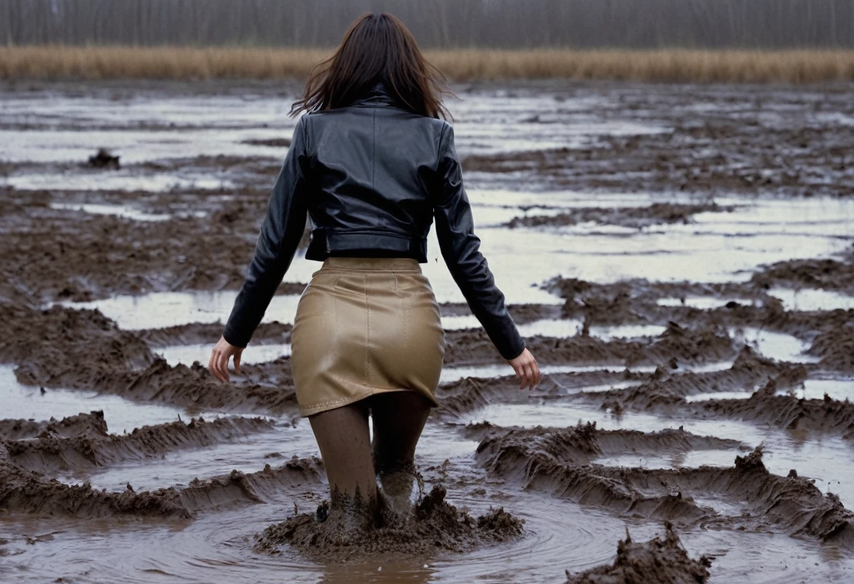 Hyperrealistic photograph of two women, view from behind, thong, women kissing, French kiss, 30-year-old women smeared with mud, Lena Meyer district administrator, dance pose, black underbust corset, ruffles, black tulle skirt smeared with mud, pink high heels sandals smeared with mud, black fishnet tights, the entire body, red curly hair and clothes are smeared with mud, high quality, realistic lighting, center of the image, hourglass proportions, 8k, HDR, BDSM, medium chest size, long legs, tinted, professional photography of a woman, natural skin texture smeared with a lot of mud, 4K textures, Adobe Lightroom, Photolab, HDR, intricate, elegant, very detailed, sharp focus, insane details, intricate details, hyper-detailed, bright cinema light, outdoor atmosphere, chin pulled up, (exposed belly: 1.8 ), (long-distance), dominant Facial expression