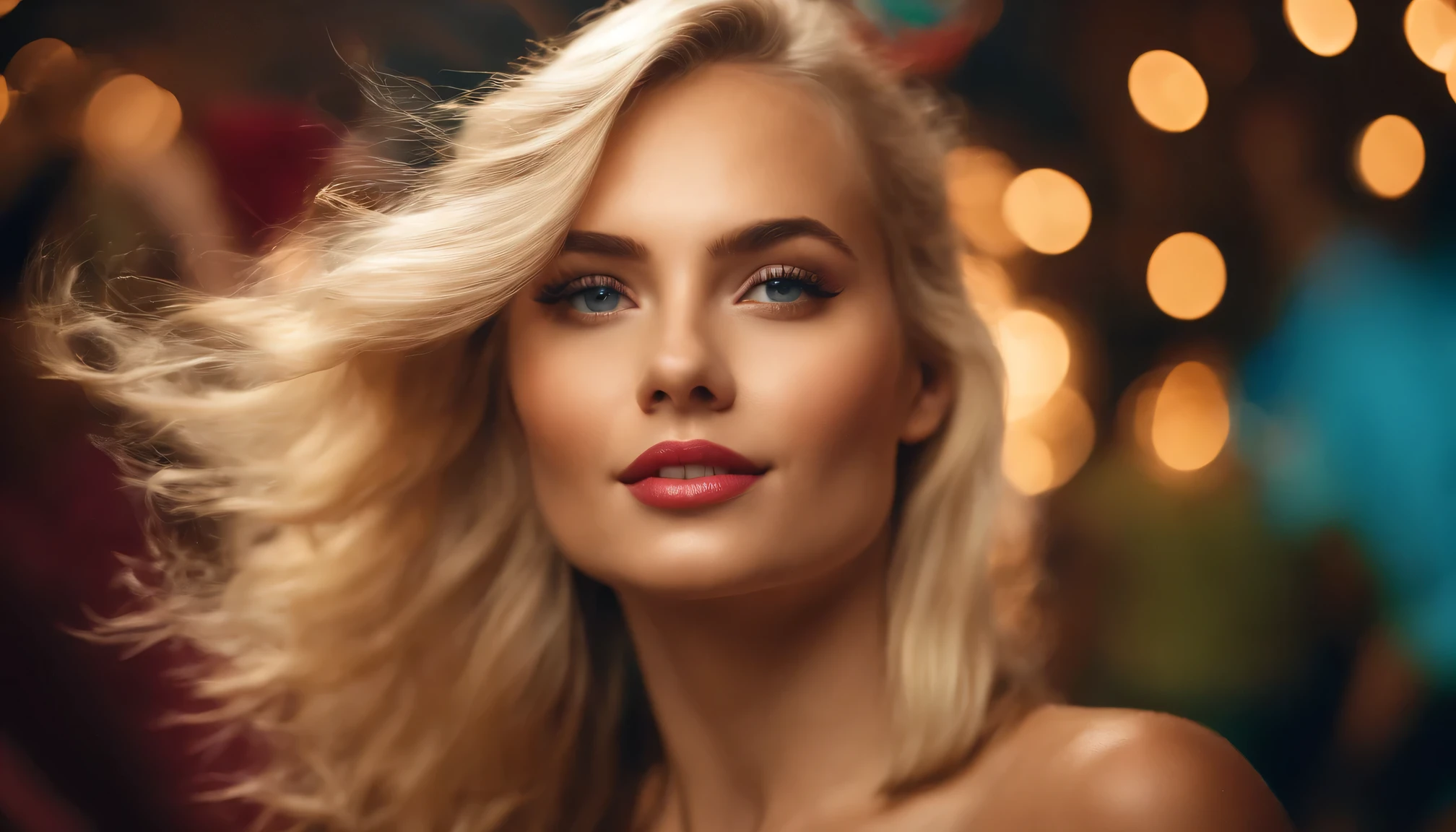 a beautiful blonde woman with long hair, wearing a white dress, high heels, brown eyes, pretty face, blonde woman portrait, red lips, blonde woman on a restaurant, (best quality,4k,8k,highres,masterpiece:1.2),ultra-detailed,(realistic,photorealistic,photo-realistic:1.37),intricate details,highly detailed,elegant,fashionable,graceful,warm lighting,soft focus,natural lighting,detailed skin texture,volumetric lighting,cinematic lighting,dramatic lighting,chiaroscuro lighting,studio lighting,warm color palette,vibrant colors,muted colors,atmospheric,photorealistic,professional photography,digital painting,oil painting,fine art portrait