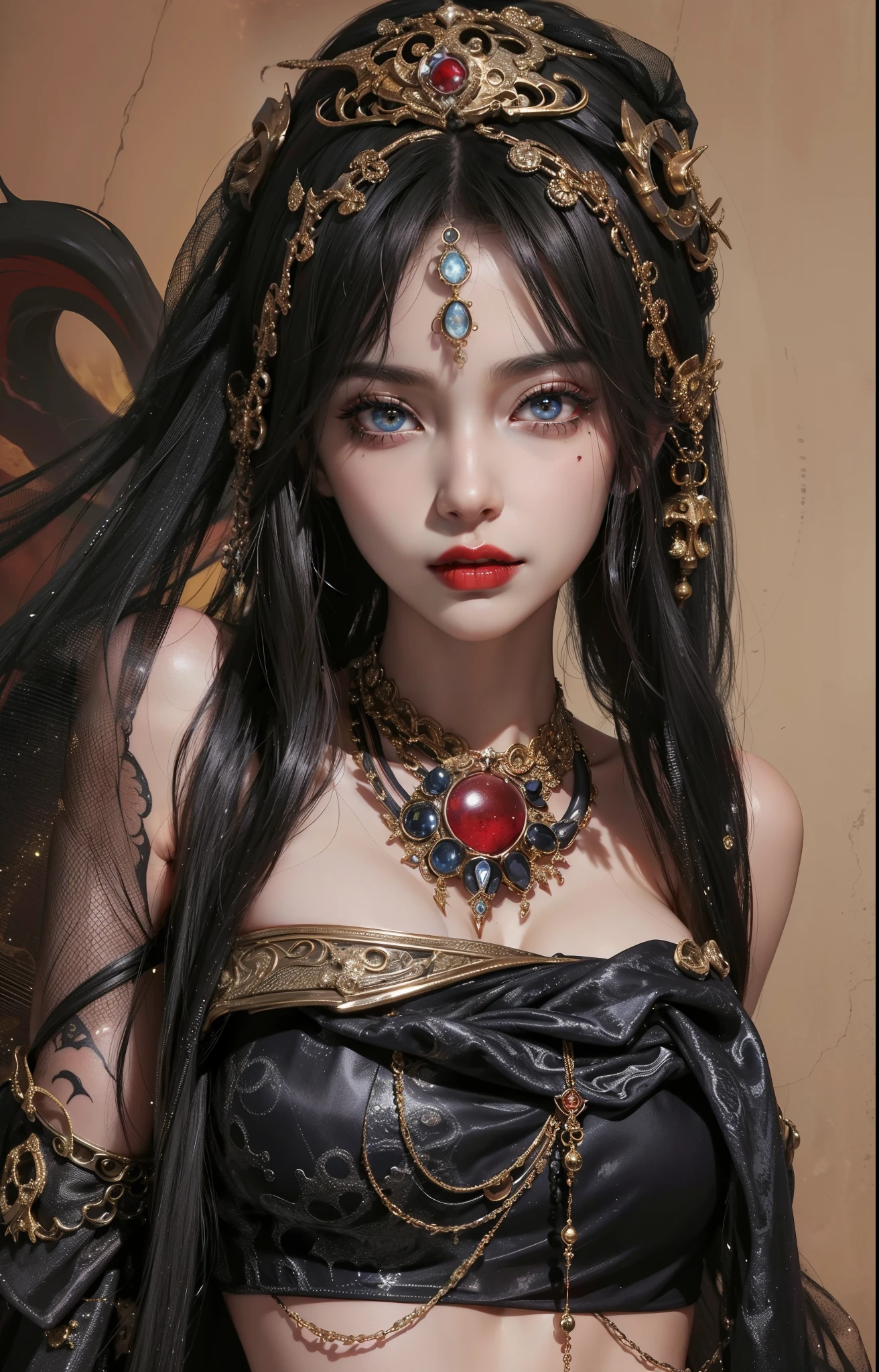 (masterpiece, best quality, detailed), 1boy androgynous and effeminate , solo, looking at viewer, candace, (pale skin, white-skinned boy androgynous 1.3),  no breasts, short hair with long locks, sidelocks, long hair, black hair ((heterochromia)),
 white short,, white pull, basement, (black:1.5), dimly lit, ojou-sama pose, He has an indifferent expression 