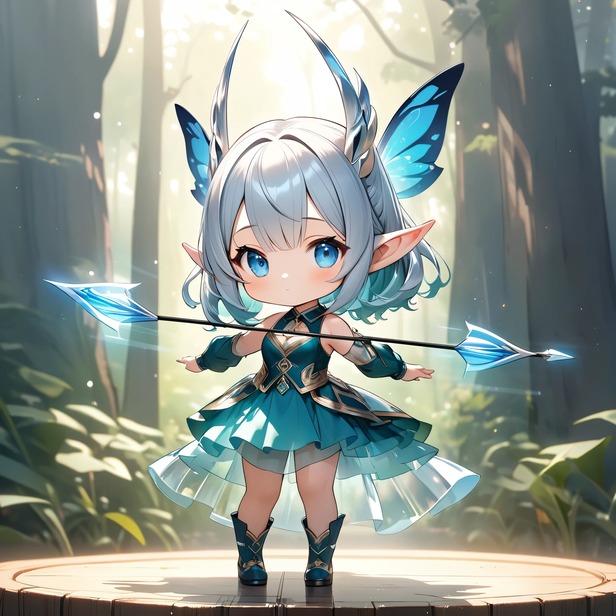 (ultra minimum Deformation:2.0, kawaii), Little, Full color, (transparency:2.0), 
BREAK Ultra-realism, Detailed and realistic skin texture, Detailed and intricate texture, Detailed and intricate brushwork, Detailed and clear depiction, Transparent depiction, aesthetic, 
1girl, alone, (Strong-willed, sexy, cute, adult), 
((Elf)), Attractive looks, Very beautiful and young々New Appearance, adultの色気, Guardian of the Forest, Fairy, goddess, Neat and cute, 
((Shooting arrows at the viewer, Magical Bow and Arrow)), Realistic and accurate movements, Spirit Magic, 
Seductive blue eyes, Strong and fleeting, (aestheticで透明な:1.5), (Glossy feel:1.5), 
Glamorous silver hair, Scattering light factors, 
BREAK [hunter|Wizard], An attack that captivates the crowd, 
BREAK (I can see her cleavage, The suppleness of silk, Silk luster, silk texture), 
BREAK Full color, (transparency:2.0), 
BREAK ((Luxurious and luxurious clothing, Sleeveless)), Transparent blue-green gradient, Alluring, (The transparency of the costume:1.3), (ultra minimum Deformation:2.0, kawaii), 
BREAK Strong vigilance, 
BREAK (Add layers of transparency:2.0), (Indifference, kind, aesthetic), 
BREAK (ultra minimum Deformation:2.0, kawaii), highest quality, Highest Resolution, Detailed and crisp image quality, 16k, Historical religious painting, Germanic mythology, fantasy art, Surreal, 
Dynamic wide full body shot, ankle in of frame, 
BREAK Movie lighting effects, Transparent light, Mysterious Light, Fantastic Fog, 
BREAK ((fantastic, holographic)), (詳細でTransparent depiction, transparency:1.6), 
BREAK Ultra-realism, Ultra-high resolution, Use all kinds of effects to captivate your audience, Transparent and fantastical image, Emphasizing the subject&#39;s presence, 
BREAK Removes excess noise, (Add layers of transparency:2.0), (Indifference, kind, aesthetic), 
BREAK Re-drawing into a clear and vivid work, Rendering with transparent layers, 
(ultra minimum Deformation:2.0), 