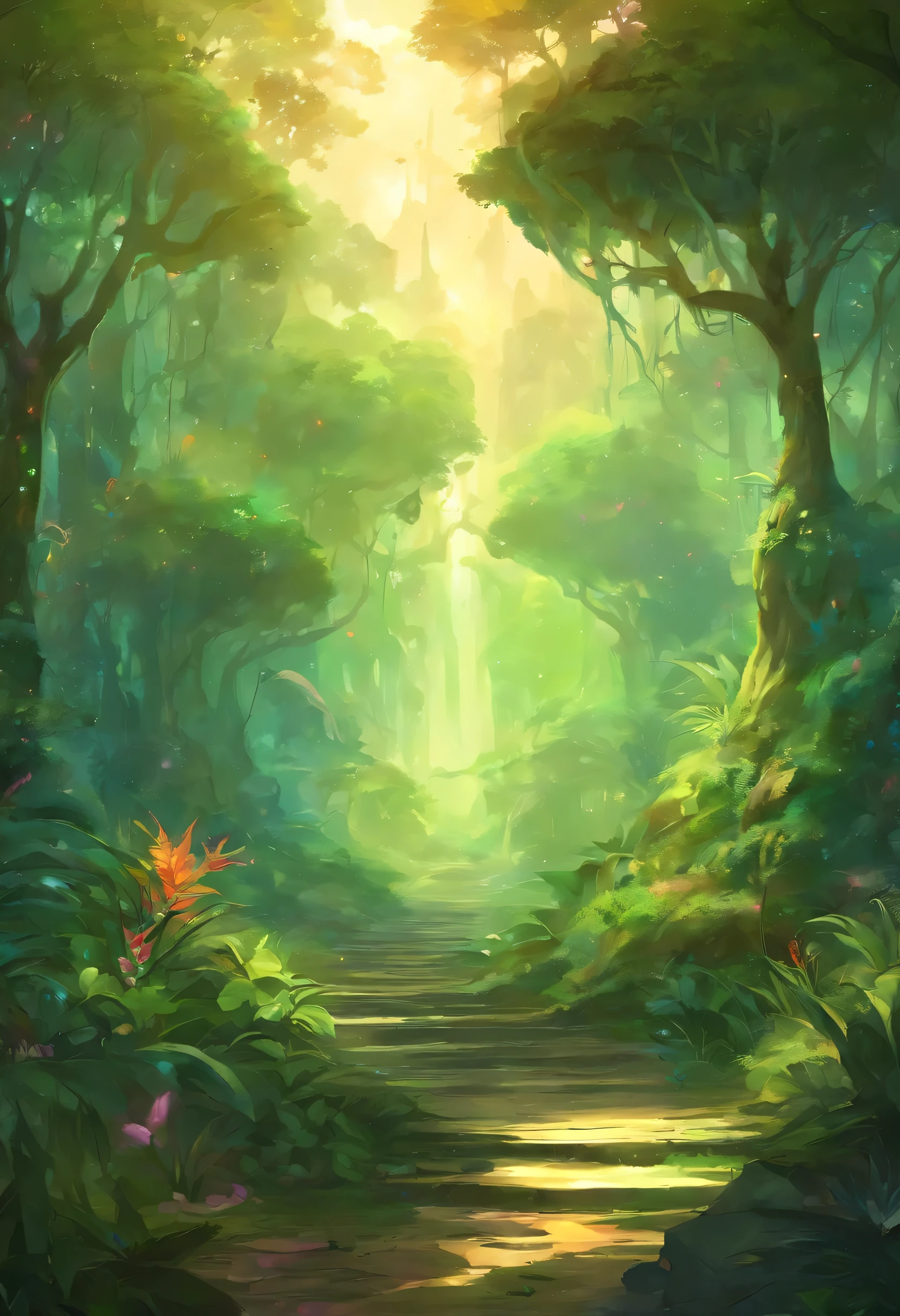 anime background, jungle,