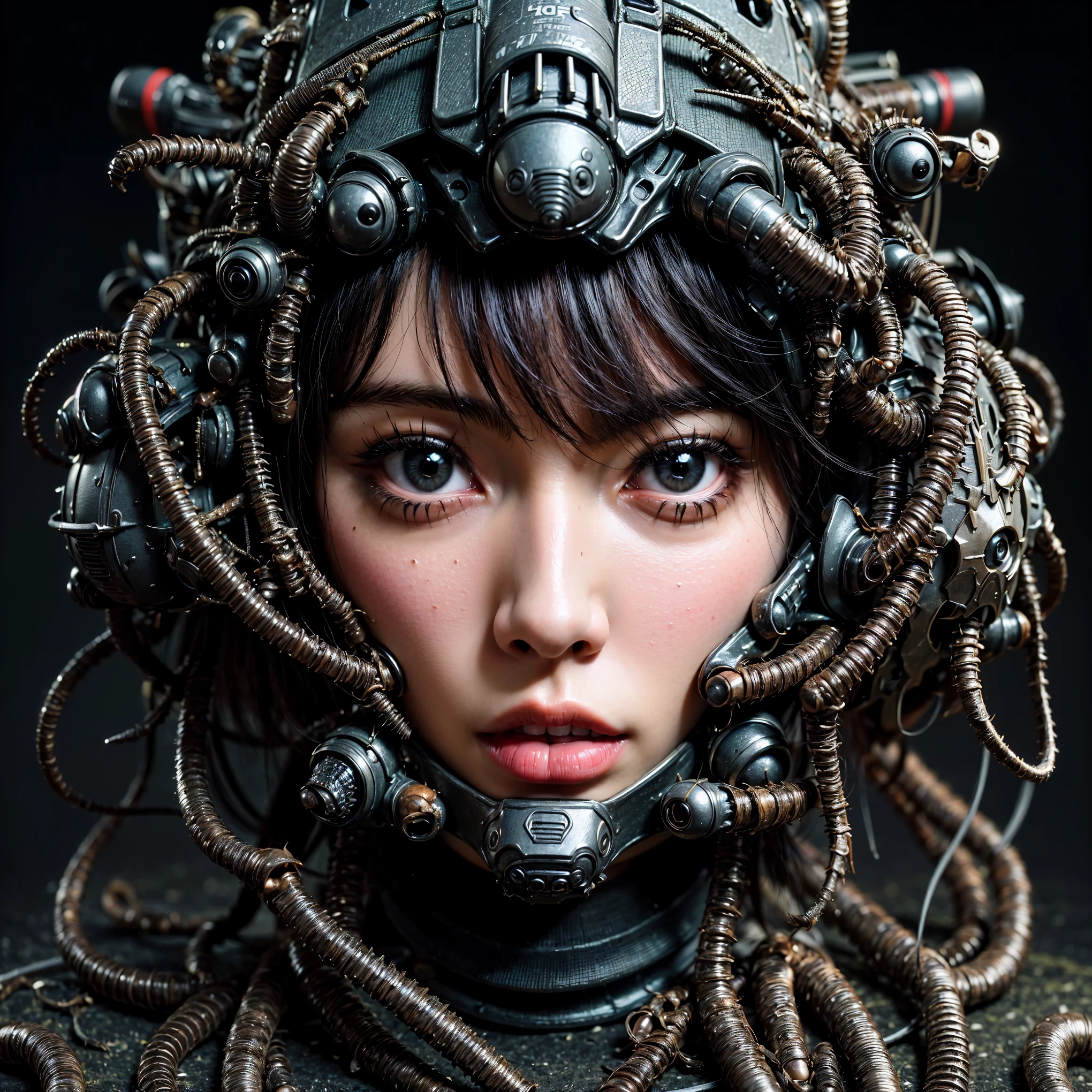 (high resolution,masterpiece,best quality,extremely detailed CG,),(japanese femal soldier), photorealistic,  amazing fine details, all intricate, gloss and shiny,awesome many layers, 8k, ultimately realistic face, villainess, (fusion of cockroach and lady:1.4), (cockroach form lady:1.2), (cockroach lady:1.2), (fusion:1.2), (cockroach exoskeleton bio insect armor:1.4), fighting pose, (whole body picture), dystopia with a beautiful view