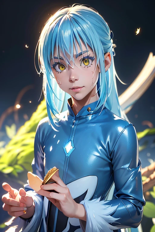masterpiece, highest quality, (Highly detailed CG Unity 8k wallpaper, masterpiece, highest quality, Super detailed, Best Shadow), (Detailed Background), (Beautifully detailed face, Beautiful fine details), High Contrast, (Best lighting, Very delicate and beautiful),One girl,((Colorful paint splatters on a transparent background, Dulux,)), ((caustic)), Dynamic Angle,Beautiful sparkle,whole body, , Realistic Anime 3D Style, Enchanting anime boy, Anime realism style, Attractive anime boy,Beautiful and attractive anime men, Rimuru Tempest , ((rimuru tempest)) Rimuru Tempest when he was reincarnated as a slime,