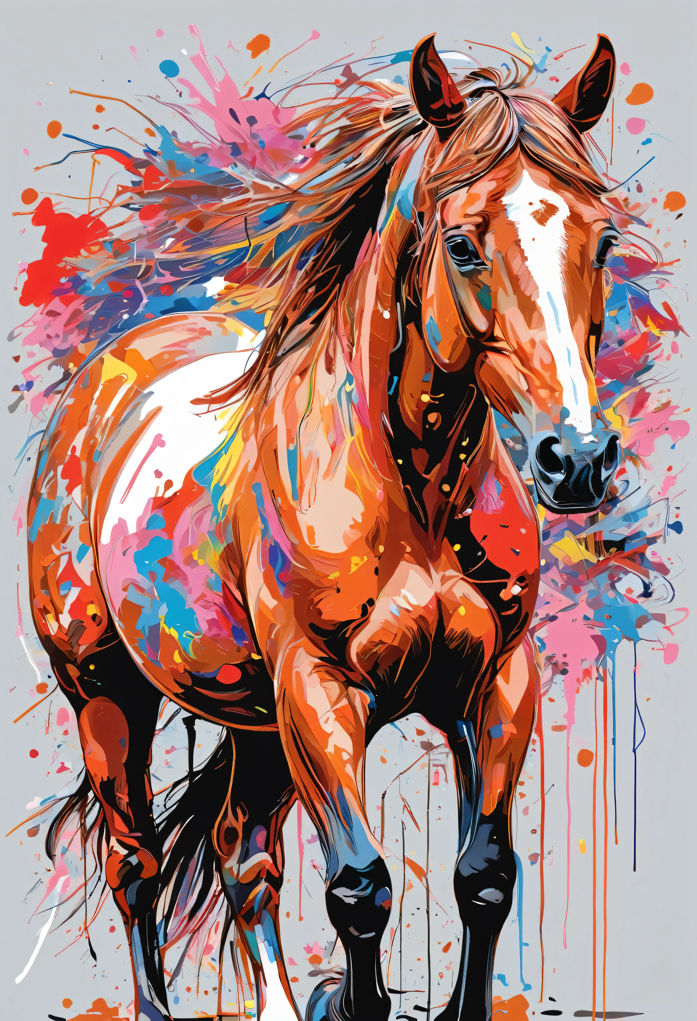 Graffiti, scribble, Comics by Petra Cortright, best quality, masterpiece, horse artwork, Representative work, official art, Professional, Ultra intricate detailed, 8k, horse art