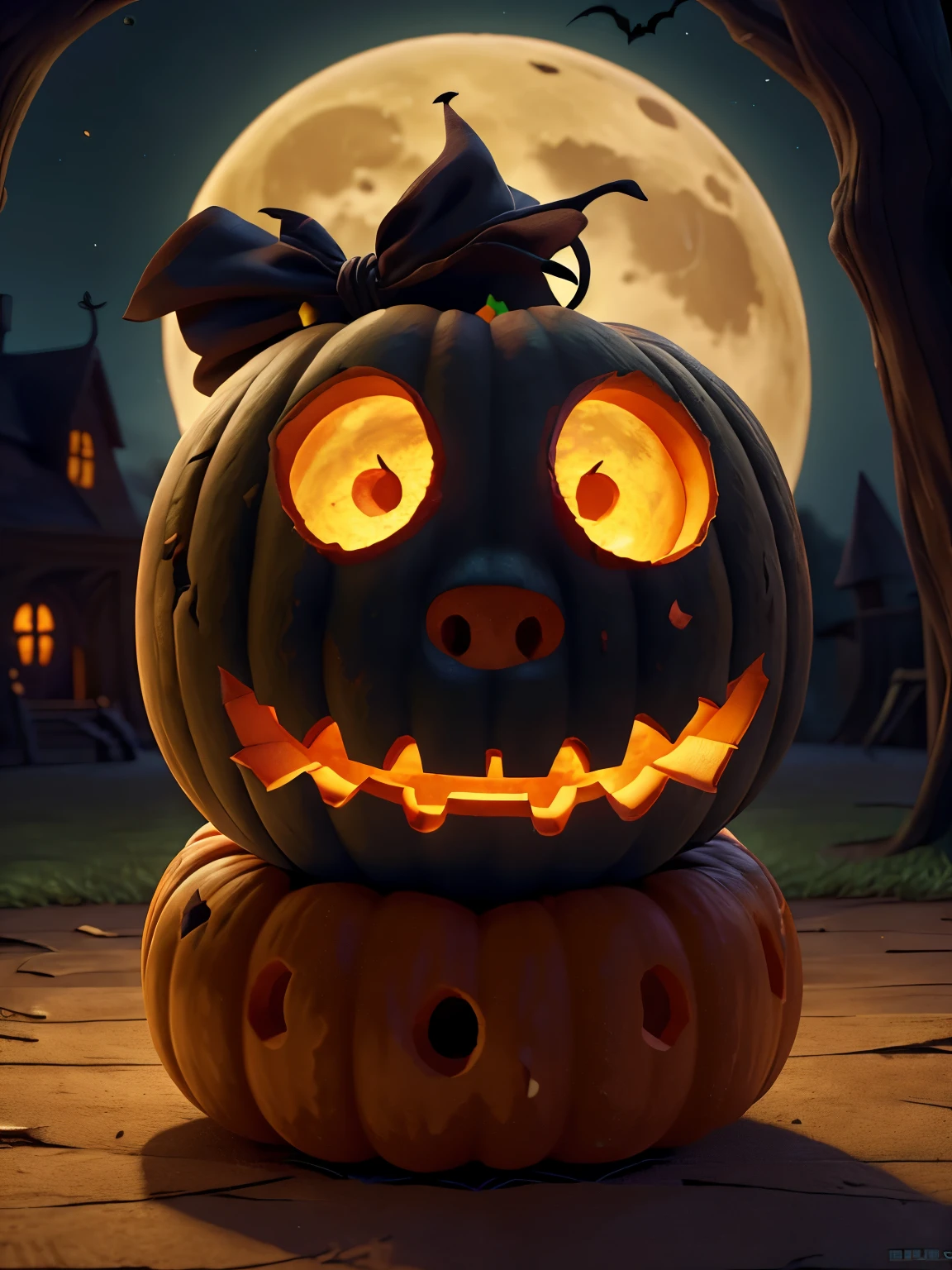 a spooky haunted house, pumpkins, bats flying, full moon, trick or treat, jack-o-lanterns, candy, halloween decorations, (best quality,4k,8k,highres,masterpiece:1.2),ultra-detailed,(realistic,photorealistic,photo-realistic:1.37),vibrant colors,chiaroscuro lighting,horror,cinematic
a group of children in Halloween costumes, jack-o-lanterns, trick or treat bags, candy, spooky forest background, full moon, cobweb, (best quality,4k,8k,highres,masterpiece:1.2),ultra-detailed,(realistic,photorealistic,photo-realistic:1.37),colorful,warm lighting,whimsical,magical