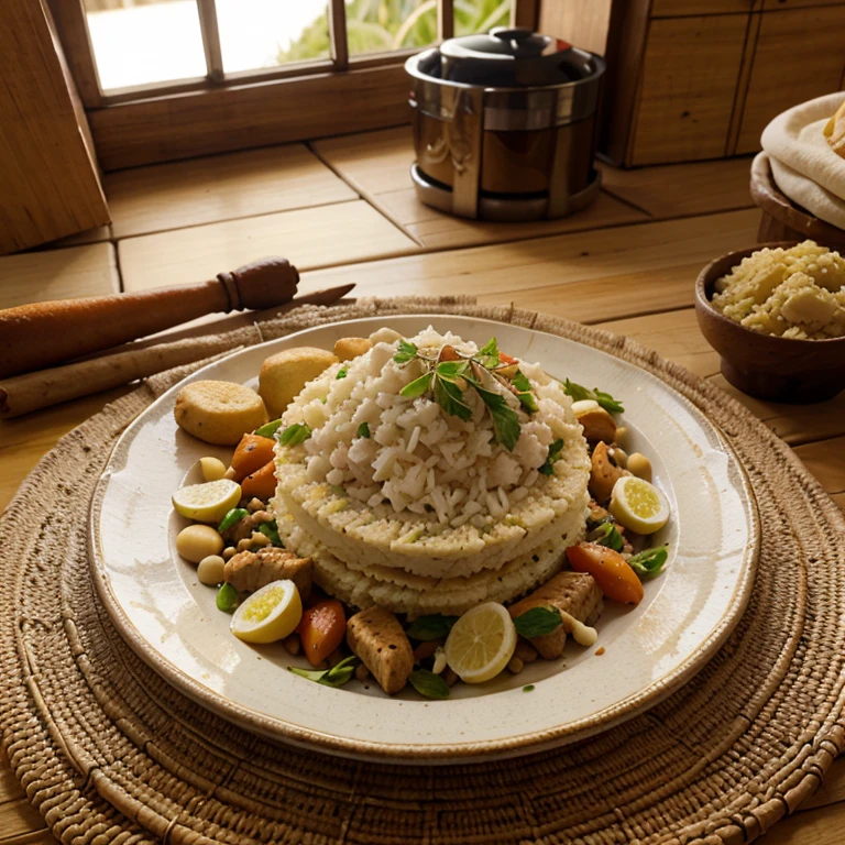 assiette blanche, nourriture africaine, cuisine, restaurant