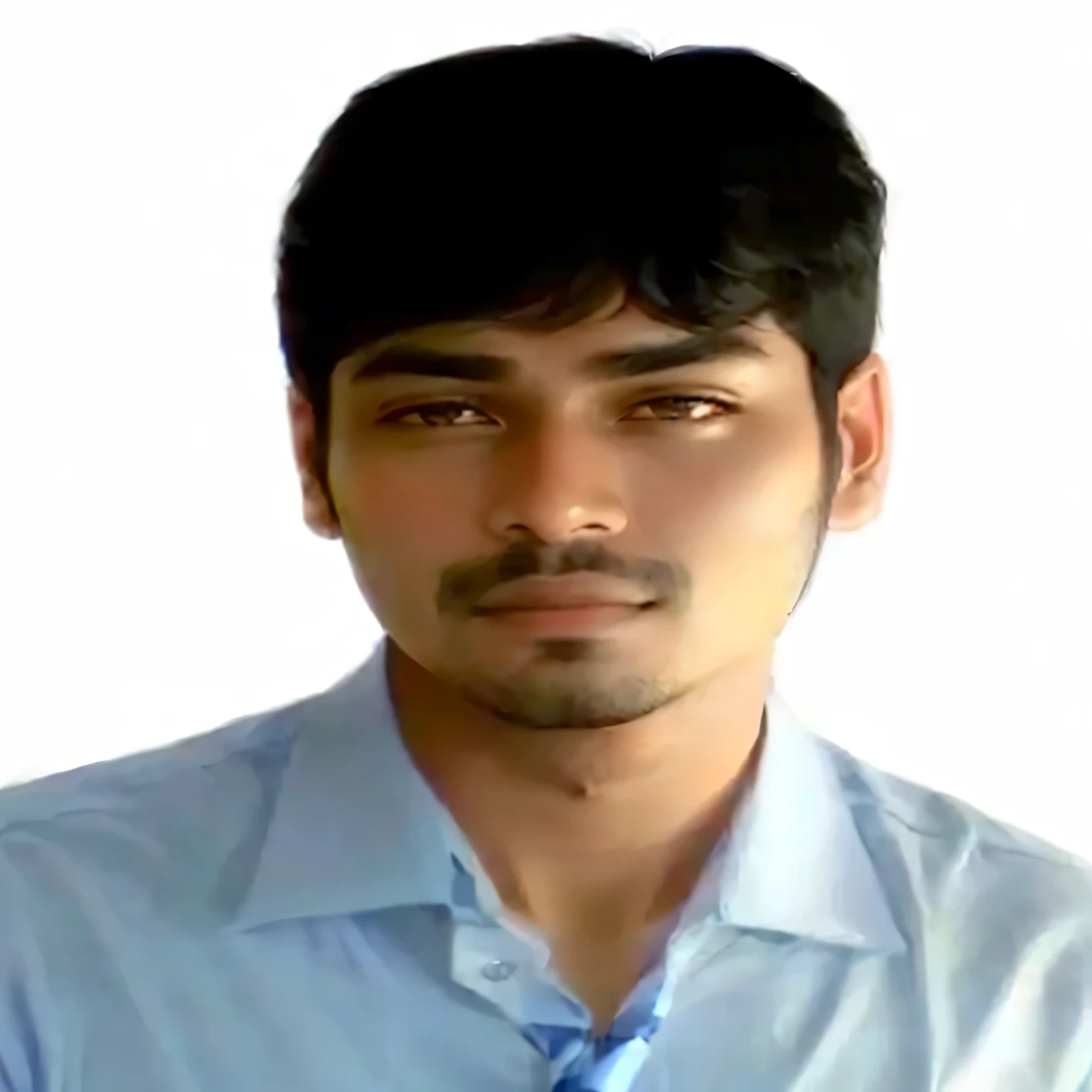 arafed man in a blue shirt and tie looking at the camera, inspired by Bikash Bhattacharjee, khyzyl saleem,  profile picture, ramil sunga, inspired by Sudip Roy, ayan nag, riyahd cassiem, very clear picture, ranjit ghosh, mohamed chahin, potrait, very very low quality picture