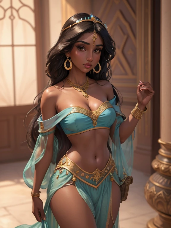 portrait of a award winning photo of Indian Tamil princess posing in a dark studio, (rim lighting,:1.4) two tone lighting, sharp focus, teal hue, octane, unreal, dimly lit, low key, ((( pussy))) ,((( ????????? )))