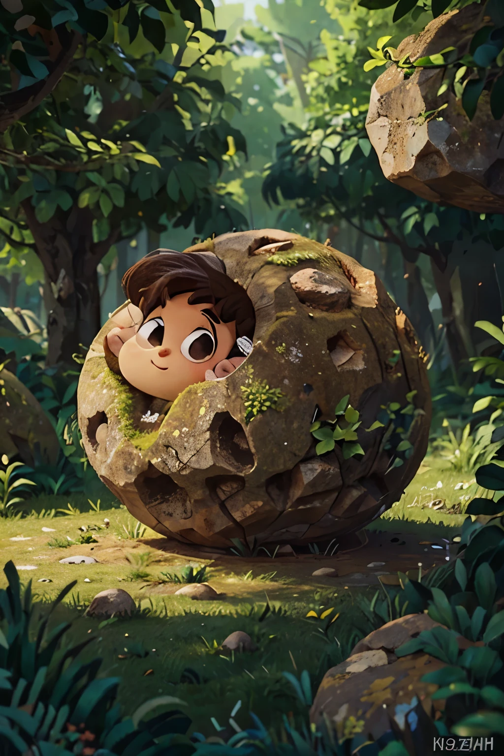 cartoony round rock,round shape