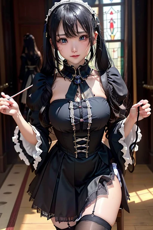 ハードDark Gothicメイク、Deep Night Sky、Horror、Black dark eyeshadow、cry、sad、Good skin radiance、Dark Gothicメイク、Dark smile、palace、The beauty of fragrance、24-years-old、Expression of intense sexual pleasure、Embarrassed look、Dark Gothic、Obscene language、highest quality、Drunk face、紫のMaid clothes、Mysterious、Noble、sexy、Loving smile、Twin tail hair、Right blue eye, Left eye is red、Platform Heel Shoes、Heavy makeup、Gothic Lolita clothes、A little slimmer、Silver Hair、Long Hair Straight Hair、Cute Gothic Lolita Dress、Beautiful Face、elegant features、Attractive face、Stained glassが背景、Chest glistening with sweat、The room is dark、gothic long dress、Bell Sleeves、Wizard Sleeve、Decadent look、Sexually excited expression、Glossy thighs wet with water、Thighs that are wet and shiny with oil、Background of a room full of roses、sad表情、The embroidery is pink、The dress has pink embroidery.、Thigh-high socks、Knee-high socks、Gentle expression、Dark black eyeshadow、Stained glassと薔薇背景、Female Duo、Female couple、dark church background、Stained glass、Black metal world、Dark Castle、Dark Room、Slender body、gothic long dress、Maid clothes、Victorian dress、Her thighs are shining with sweat、My body is wet and shiny、Lots of glitter on the thighs、sweating、My thighs are sticky from sweating、Sweat glistening on my thighs, The whole body is sweaty and shiny、I sweated a lot.、My thighs are sweaty、My thighs are wet、My thighs are shining with sweat、A lot of sweat glistening all over the body、Thighs are the best、Small breasts、Orchestra Stage、Dynamic Angle、Standing posture、Are standing、Playing the violin、On the violin、A dress that reaches the feet、Press the violin strings、rubbing the violin strings、