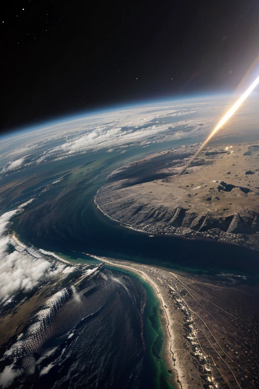 Image of the Earth seen from space with a line representing the ellipse