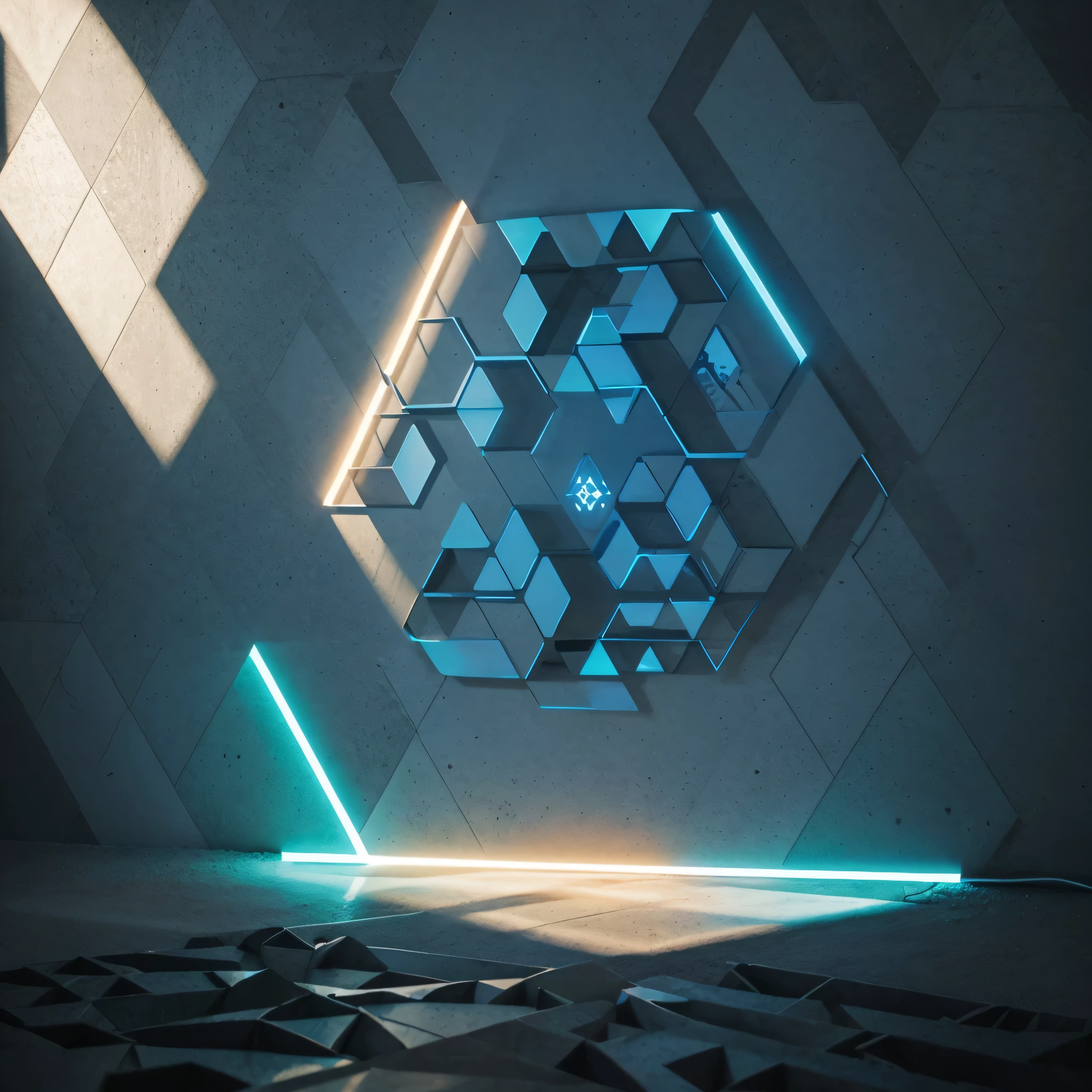 Abstract background hexagon pattern with glowing lights