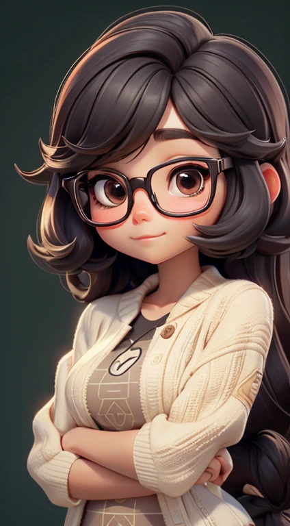  cute s、style, I guess、big glasses、loyal corporation inside、facing forward, focus looks into the camera lens.、1 head body、Solid pattern on the same background, continuous pattern on the naked body 