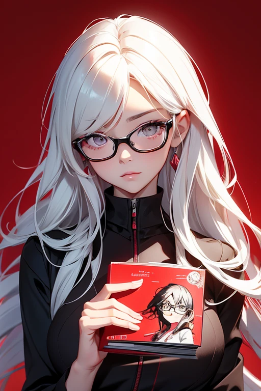 drawing of a woman with glasses and on a red background, clean detailed anime style, stunning anime face portrait, Anime style portrait, Comic Book Drawing Style, beautiful anime portrait, anime style illustration, beautiful drawing style, detailed portrait of an anime girl, Manga art style, 🤤 portrait of a girl, Anime-style drawing, clean detailed anime art, semi-realistic anime style, Black and white manga style.