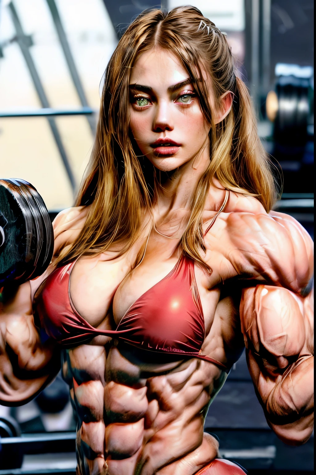 (2 girls body builders:1.6), ((masterpiece)), best quality, ultra-detailed:1.7, finely detail, high resolution:1.6, perfect dynamic composition, beautiful detailed faces:1.77, blonde babes:1.88, perfect red lipstick, perfect makeup:1.8, short denim bikini , large breasts:1.4, lovely look:1.7, gorgeous face:1.6, defined muscles:1.4, beautiful faces:1.8, alessandra ambrossio, izabel goulart, Kate Upton, Gigi Hadid, candice swanpoel ,popped out dense veins on muscles:1.8, hyper detailed picture:1.4, 8k resolution: 1.7, flex muscles:1.3, hyper muscular body shape:1.42, photorealistic:1.5, realistic:1.6, face masterpiece:1.74, good and professional lighting on picture:1.38, Ukrainian-Moroccan muscle beauty goddess, masterpiece 22 years old Ariana Grande and  Jennifer Lopez as bodybuilders, extremely high resolution, hyper feminine beauty , hyper realistic texture , extra large , hyper muscularity, hyper vascularity, ass of titanium, muscles of steel, ripped body shape, ripped sexy ass with bikini, muscular ass , topless, kissing, good face details, hyper face detailing, doing sex, super romantic moment, hyper romantic, romantic kiss, nude females, perfect symmetrical face, sexy french kiss with tongues, serious muscle posing, exaggerated muscular body, extremely shredded, flexing and posing muscles as bodybuilder, exaggerated veins on biceps