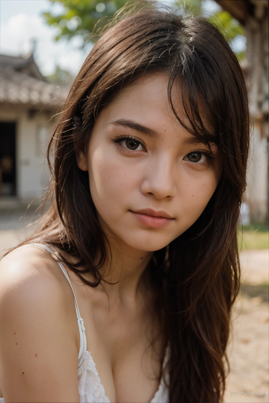Tu peux me faire le visage d’une fille type vietnamienne tu peux cacher son regard avec un voile tu peux faire des couleurs plutôt sombre