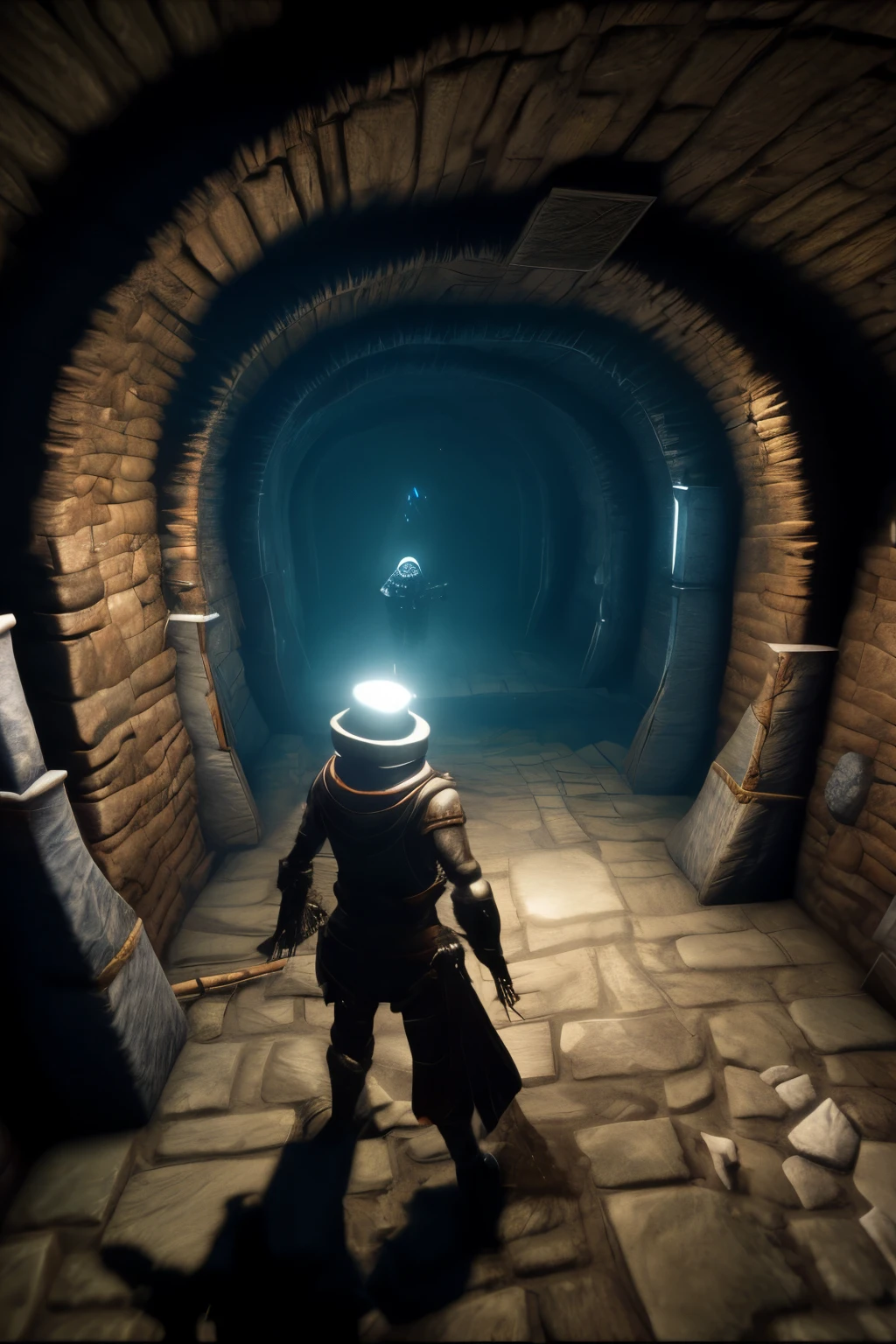horror game, invisible enemy, dungeon, skulls, skeletons, dark, spooky, catacombs, death