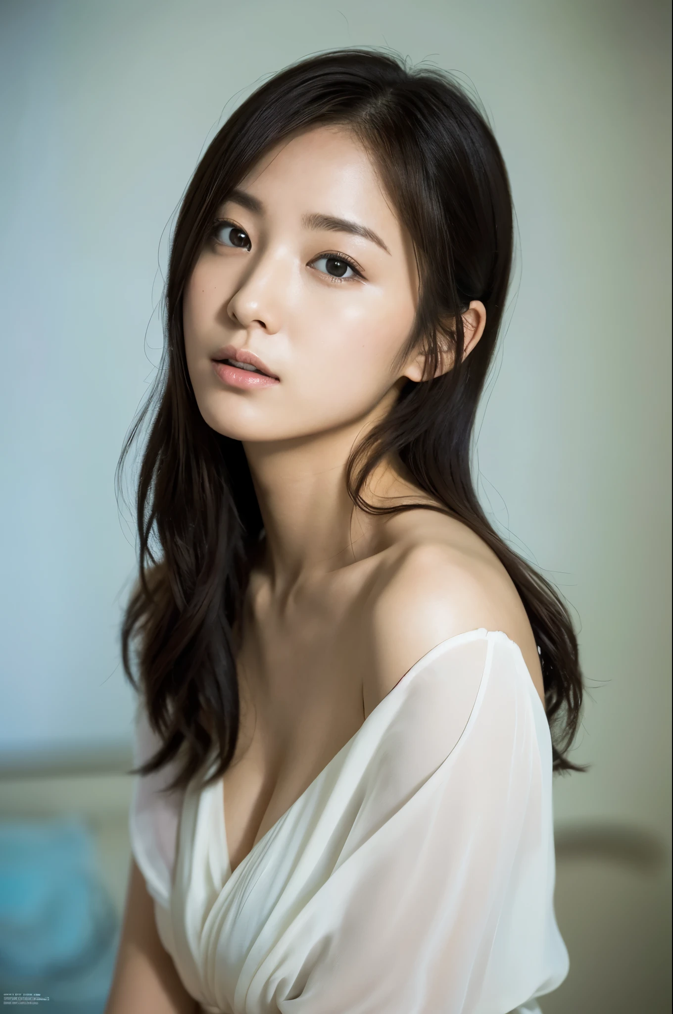 You are a professional gravure photographer.。とても美しい一人の日本人女性のphotographを創造してください。Delicate facial features、Bob Hair, Captivating Gaze、Thigh shot , Lunar Surface、Advanced Depth of Field、masterpiece、highest quality、photograph、reality、High resolution、Super detailed、It's a human。