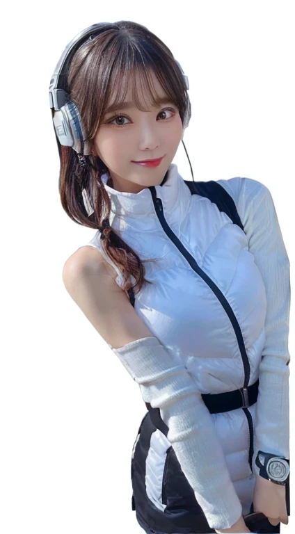 An innocent 20-year-old girl、((White tank top, Dramatic Pose)),smile,break (Spacecraft control room background):2,、break RAW Photos, (8k、highest quality、masterpiece:1.2)、(Intricate details:1.4)、(Realistic:1.4)、Octane Rendering、Complex 3D rendering with ultra-detail, Studio Soft Light, Rim Light, Crisp details, Super detailed, Realistic skin texture, detailed aspects, Beautiful details in the eyes, Highly detailed CG Unity 16k wallpaper, Compensate, (Detailed Background:1.2), Glowing Skin, whole body、(Astro Best):2,(Black long sleeve):5,headphone,Smart Watches,((Stand with your hands folded behind your back、Leaning forward、Top view))