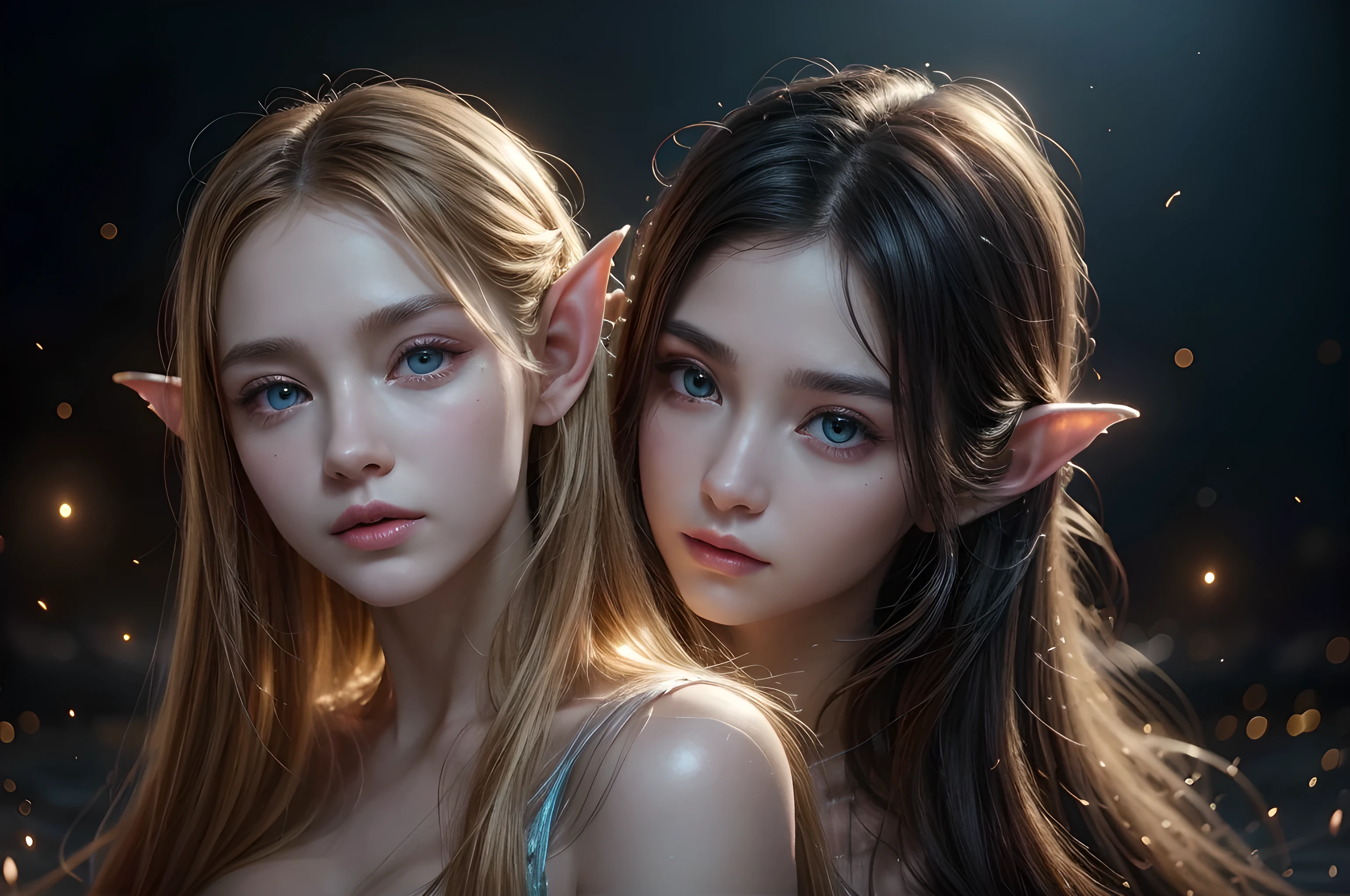 (Best quality, 4k, High-resolution, Masterpiece:1.2), Ultra-detailed, Realistic, Radiant lighting, Epoch Elves, Portraits, Fantastical colors, Fine art, Ethereal beings, Dreamlike, Whimsical creatures, Detailed facial features, Glowing eyes, Elven beauties, Ethereal glow, Mythical creatures, Harmonious composition, Dazzling colors, Stunning visual effects, Otherworldly appearance, Mesmerizing artistry, facing the camera, looking straight at the camera,