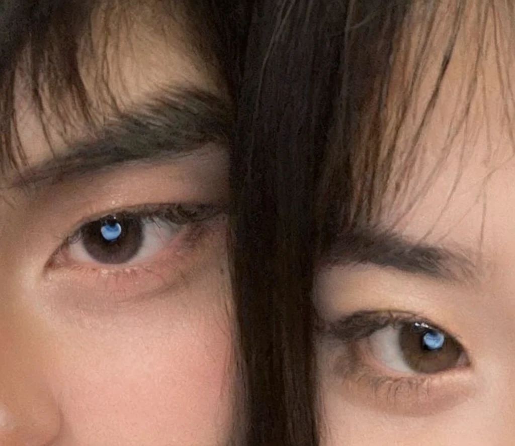 olhos de duas pessoas distintas, um olho feminino e um masculino, Asian 