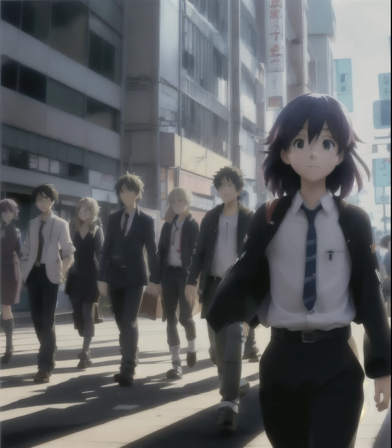 personagens de anime trabalhando em escritorio na cidade cidade, Tokyo anime scene, o anime em destaque de hoje ainda, filme de anime ainda, modern sci-fi anime, kyoto still animation, Ainda do anime de TV, captura de tela do filme de anime, seu nome estilo de filme, cena de filme de anime, official anime from the studio yet, captura de tela do filme de anime, filme de anime ainda filme anime shikishi