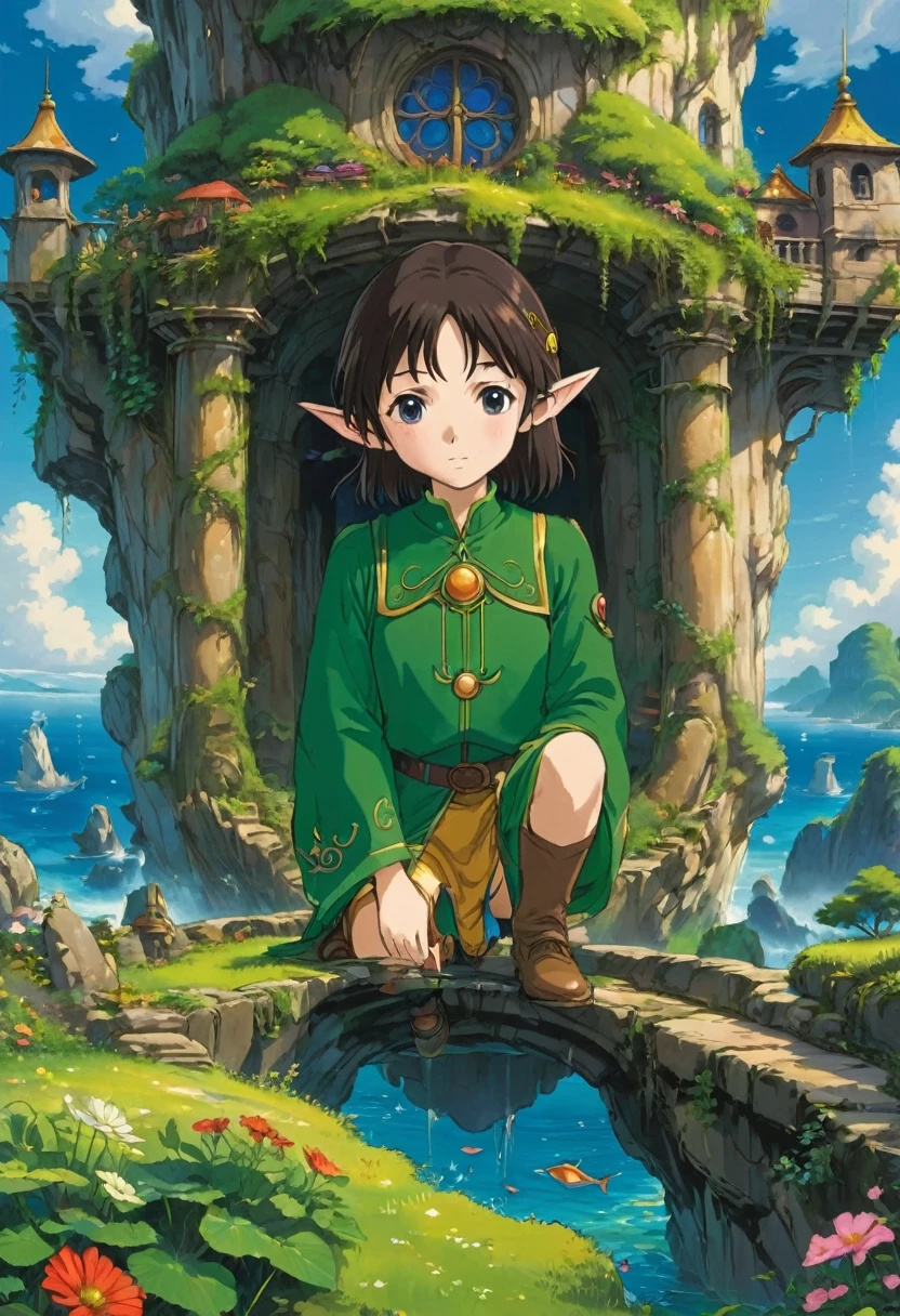 (Elf:1.4), detailed background, by Studio Ghibli, best quality, masterpiece, very aesthetic, perfect composition, intricate details, ultra-detailed