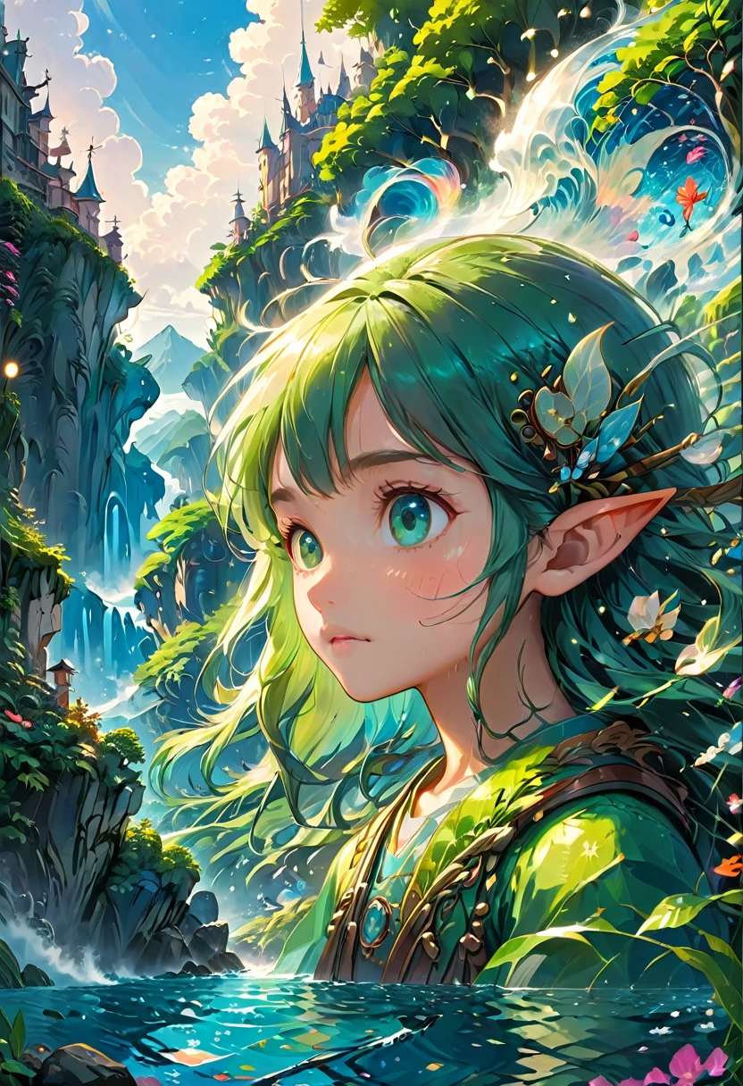 (Elf:1.4), detailed background, by Studio Ghibli, best quality, masterpiece, very aesthetic, perfect composition, intricate details, ultra-detailed