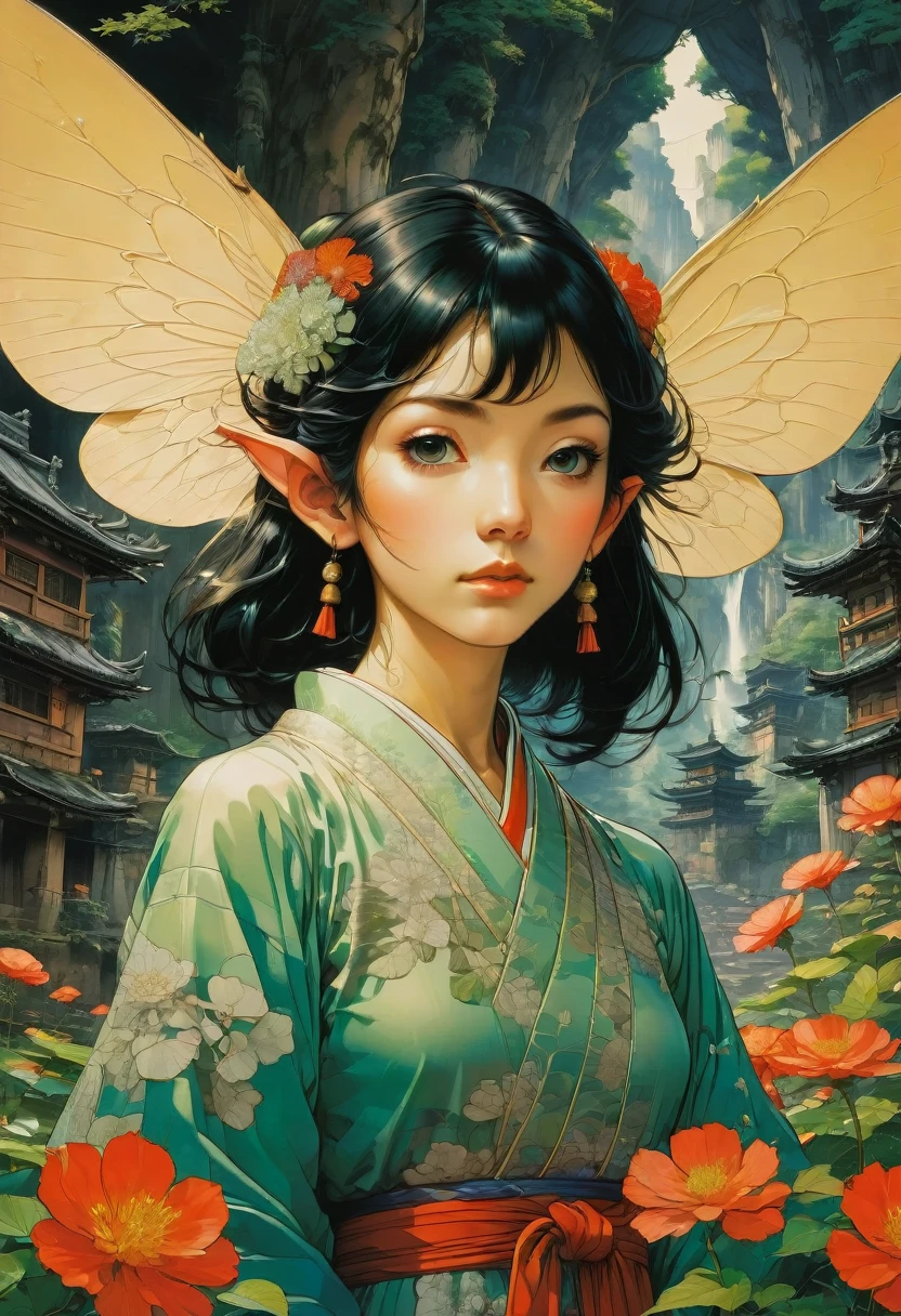 (Elf, Pointed Ears:1.4), detailed background, by Satoshi Kon, best quality, masterpiece, very aesthetic, perfect composition, intricate details, ultra-detailed