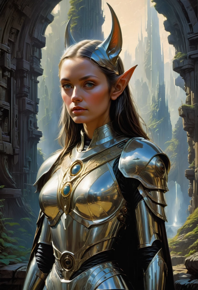(Elf, Pointed Ears:1.4), detailed background, by Ralph McQuarrie, best quality, masterpiece, very aesthetic, perfect composition, intricate details, ultra-detailed