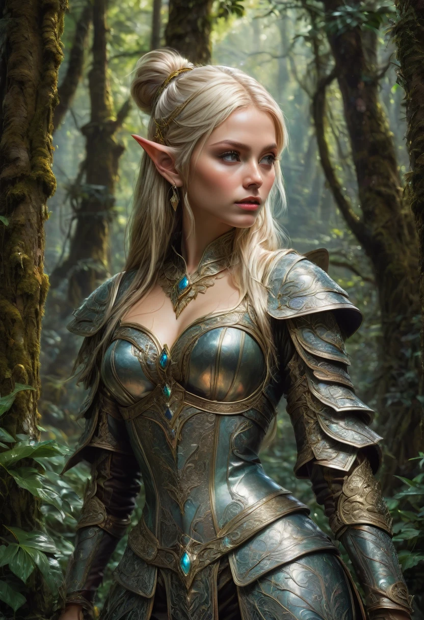 (Elf, Pointed Ears:1.4), detailed background, by Emmanuel Shiu, best quality, masterpiece, very aesthetic, perfect composition, intricate details, ultra-detailed