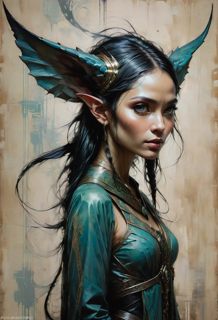 (Elf, Pointed Ears, fullbody:1.4), detailed background, by Guy Denning, best quality, masterpiece, very aesthetic, perfect composition, intricate details, ultra-detailed