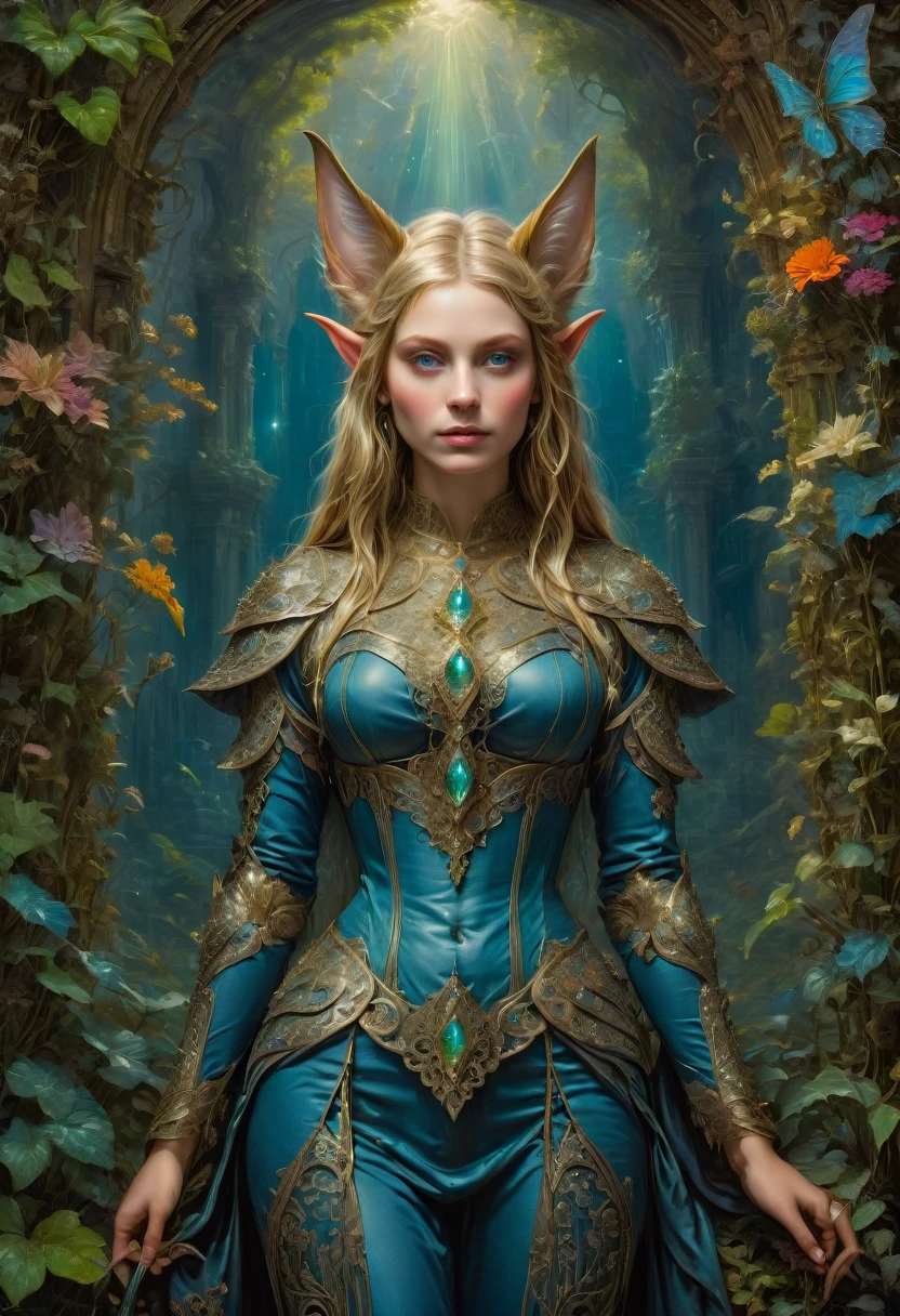 (Elf, Pointed Ears, fullbody:1.4), detailed background, by Gustave Doré, best quality, masterpiece, very aesthetic, perfect composition, intricate details, ultra-detailed
