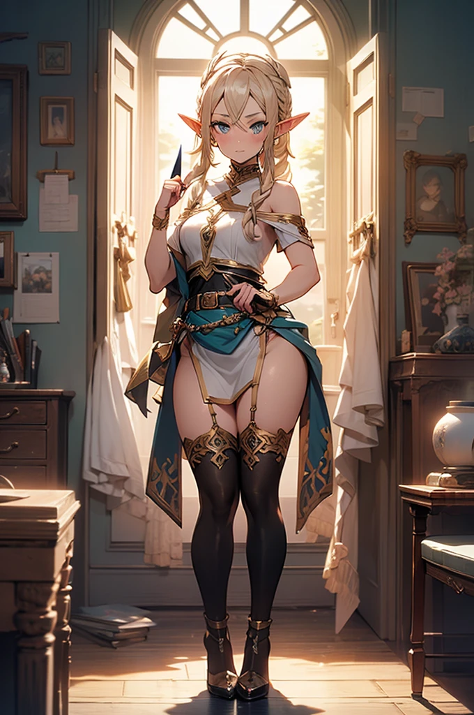 (Elf, Pointed Ears, fullbody:1.4), detailed background, best quality, masterpiece, very aesthetic, perfect composition, intricate details, ultra-detailed