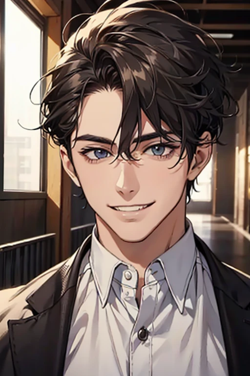 Handsome guy smile model Unkempt head