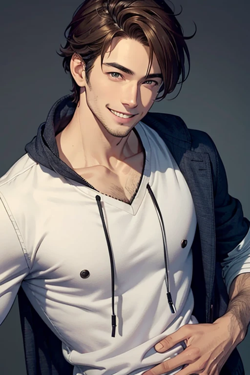 Handsome guy　smile　model　Unkempt head