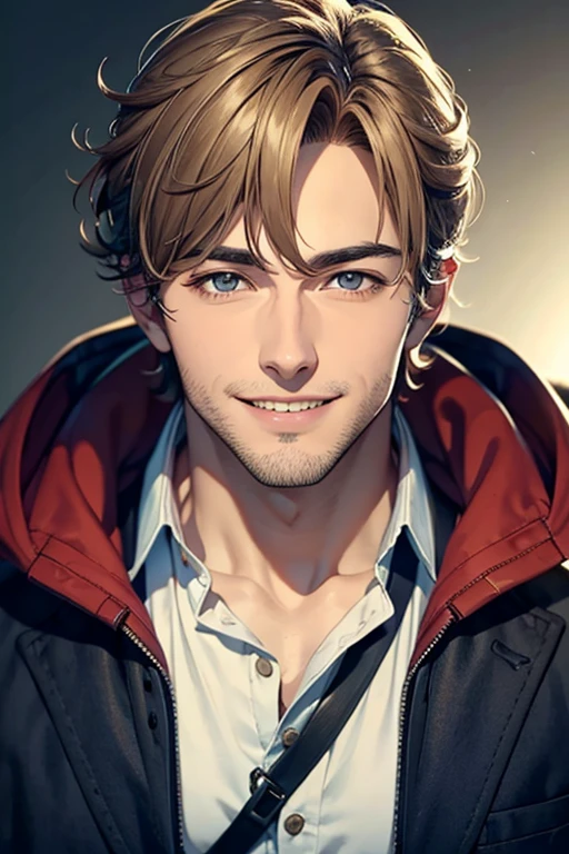 Handsome guy　smile　model　Unkempt head