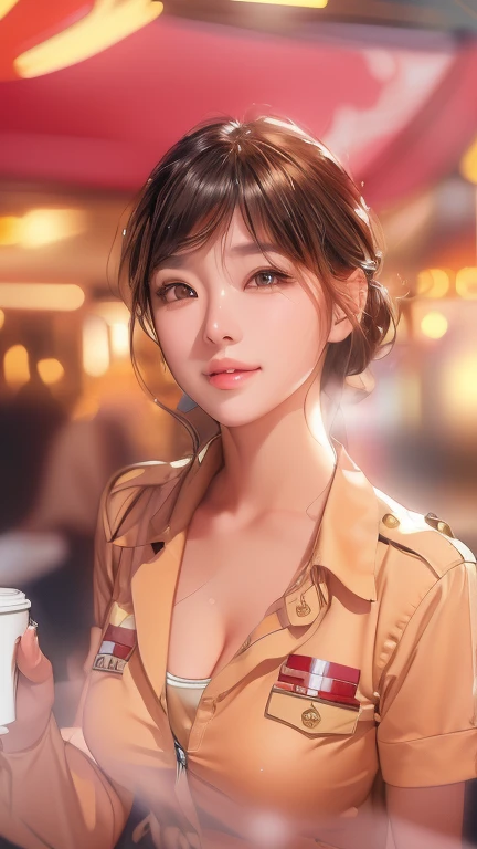 Photo shoot by a professional photographer, UHD, accurate, anatomically correct, masterpiece, textured skin, high details, 8k, A woman in her fifties wearing a uniform and holding a coffee cup, Korean Girls, beautiful south Korean women, gorgeous young Korean women, beautiful young Korean women, Young and adorable Korean face, Beautiful Asian Girl, Korean women, 8K Art Jam Bokeh, Beautiful Japanese girl face, Mysterious Coffee Shop Girl, Girl cute beautiful face, 🤤 Portrait of a Girl, Anime Thai Girl