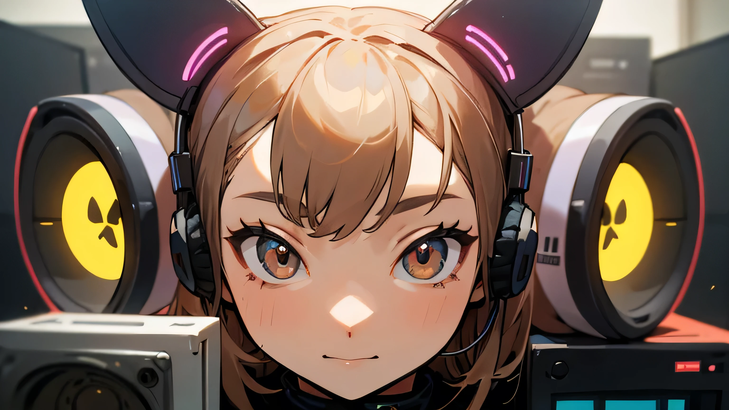 Room with speakers、Cat with headphones、Face close-up