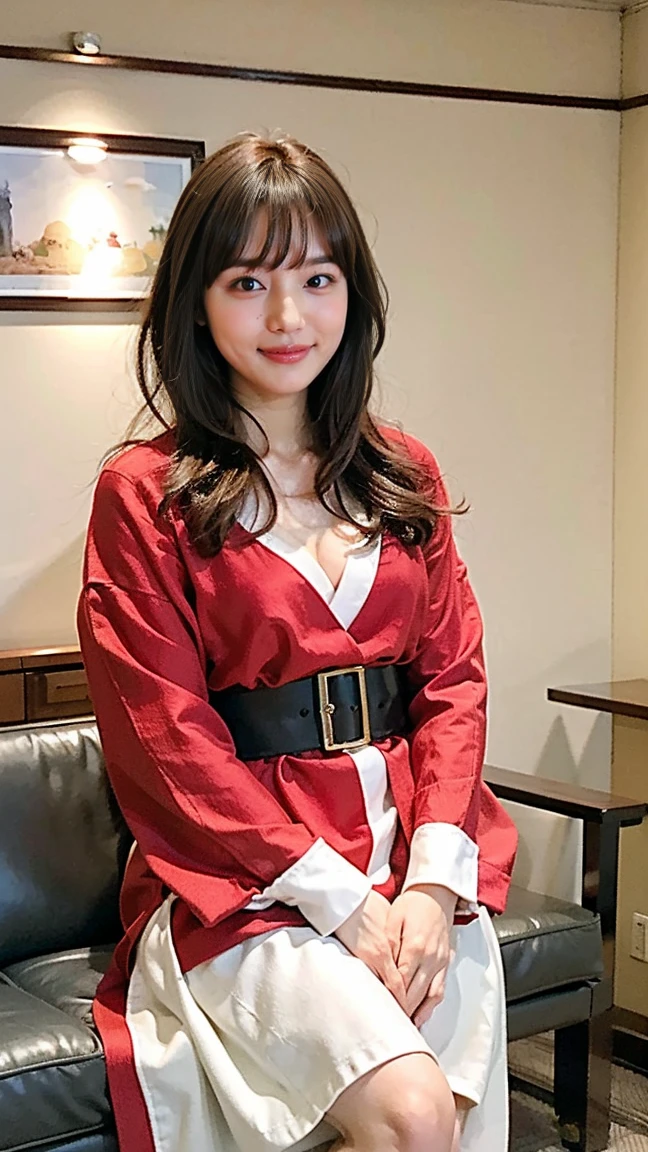 Anatomically correct,Masterpiece of,high resolution,(A cute Santa Claus costume with a large open chest:1.5、The chest is exposed、Breasts protruding from clothes、Boobs fully visible、Very beautiful and small breasts、Beautiful cherry-colored areola、Erect nipples、Small butt、Shaved),(The material of the costume is fine silk:1.4),, Japanese junior high sture:1.4),Professional Lighting,((Japan hair)),((Natural smile)),超detailedな、High quality textures、Intricate details、detailed、非常にdetailedな、High Quality Shadows、detailed 美しく繊細な顔、detailed 美しく繊細な目、Depth of written boundary、Ray Tracing,One Girl, Japanese girl, Fashion Model, thin,Warm atmosphere,Christmas atmosphere outdoors、A cute Santa Claus costume with a large open chest:1.5、The chest is exposed、Breasts protruding from clothes、Boobs fully visible、Christmas decorations、indoor、Christmas set