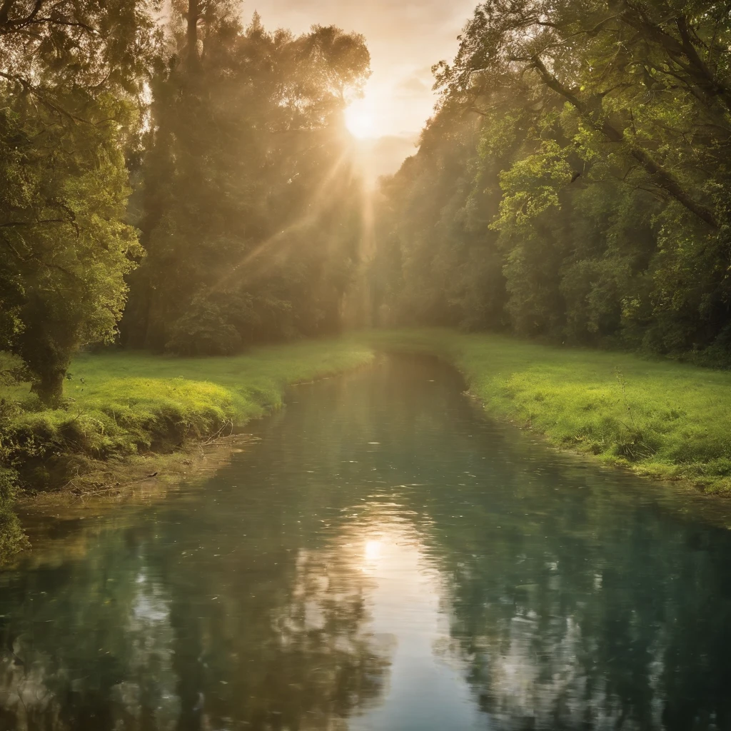 Crie uma imagem de capa para um canal do YouTube intitulado "Reflections of life". A imagem deve transmitir um senso de serenidade, introspection and inspiration. Use cores suaves e naturais, como tons de azul e verde, and include elements like a sunset, a path through nature, ou um livro aberto. the title "Reflections of life" must be highlighted in an elegant and readable font.